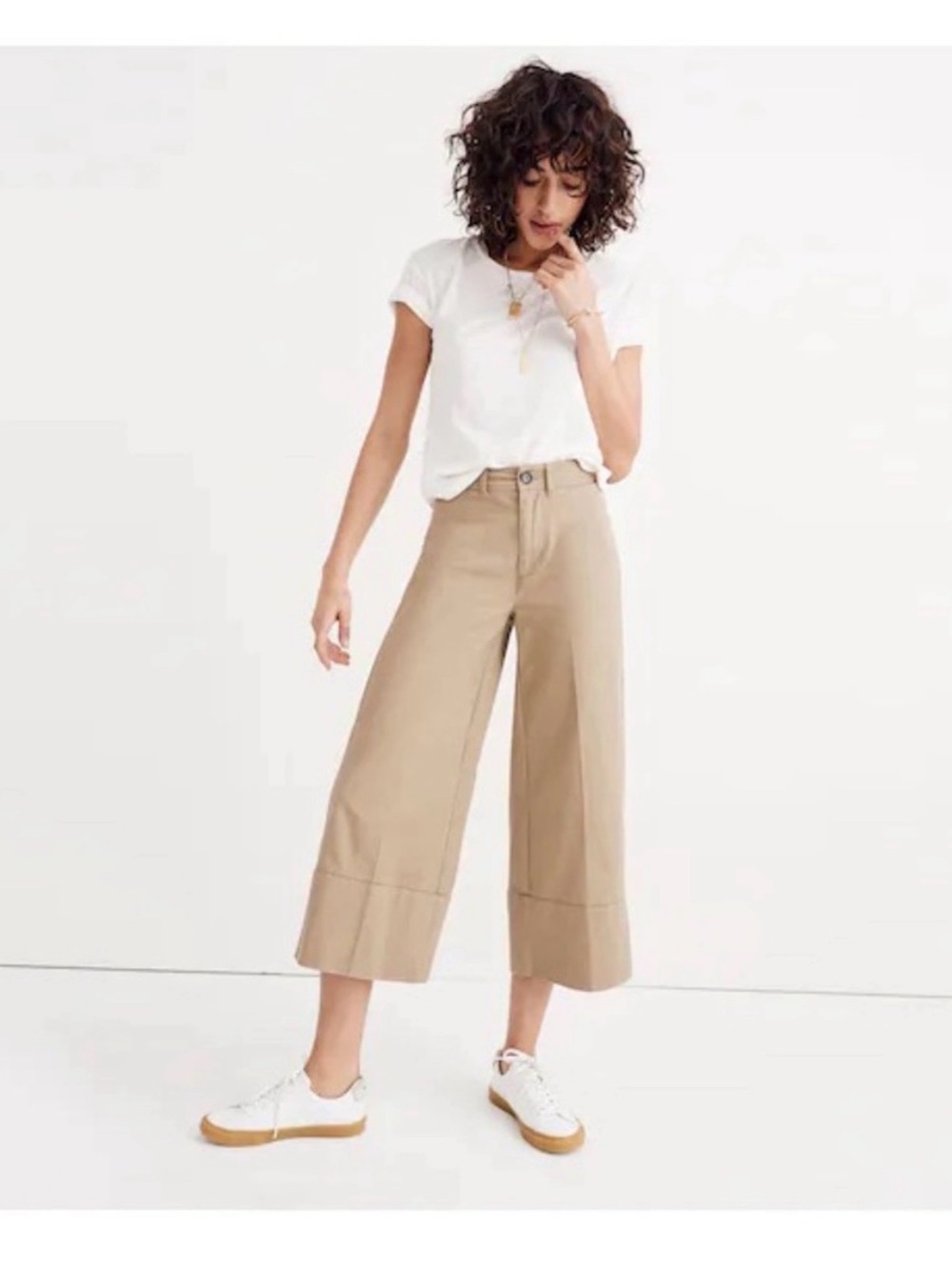 Madewell Langford High-Rise Wide Leg Latte Khakis 27